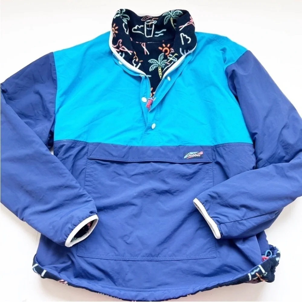 Chubbies Reversible Pullover Open All Night Fleece Jacket Retro 80s Ski